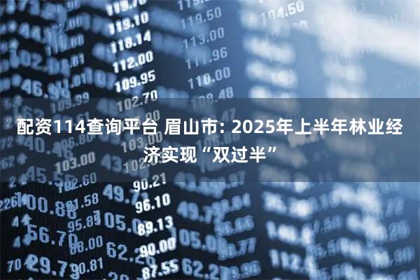 配资114查询平台 眉山市: 2025年上半年林业经济实现“双过半”